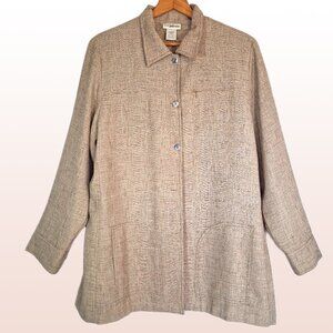 TravelSmith Lagenlook Long Sleeve Long Line Textured Weave Travel Jacket L